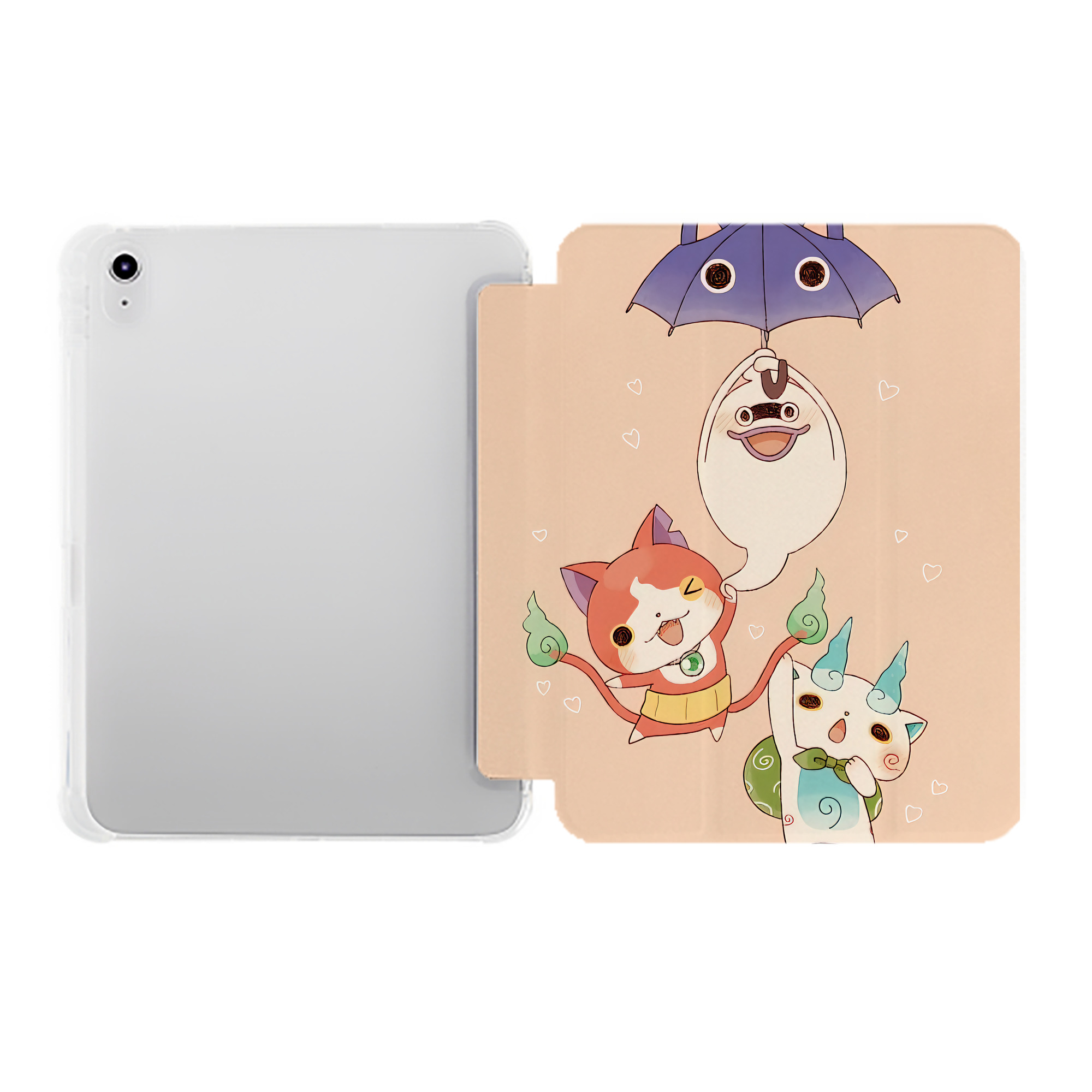 （画像用） 妖怪ウォッチ Yo-kai Watch IPad ケース ペン収納付き 三つ折りスタンド PUレザー×シリコン 対応機種9.5/10.5/10.9インチ